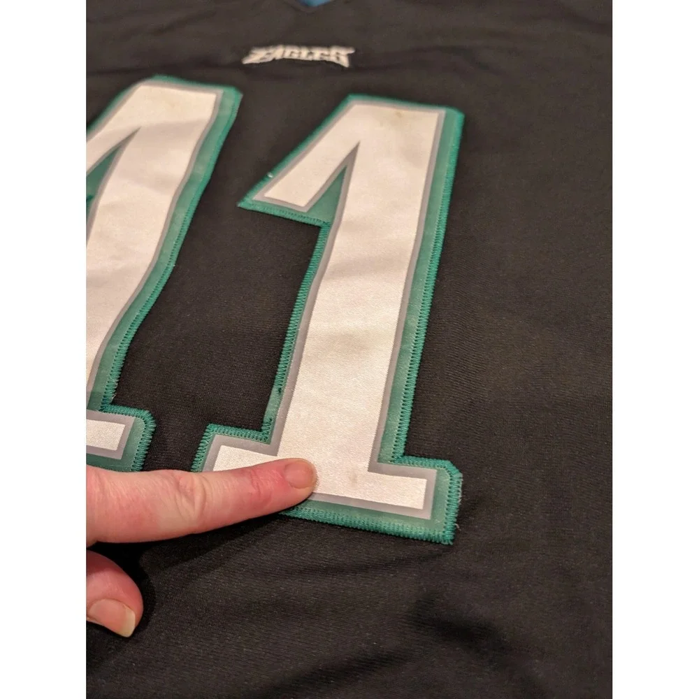 Philadelphia Eagles Football Jersey Youth Large Black NFL Nike Wentz 11 On Field